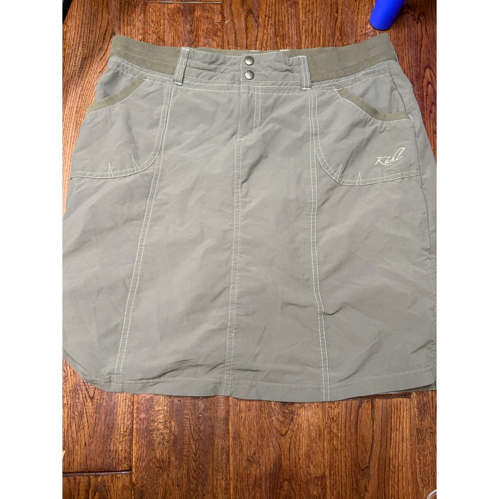 Kuhl Hiking Skirt Womens 12 Olive Green Outdoor Trekking Travel CasualMini Skirt